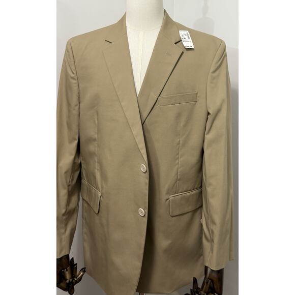 New JoS. A. Bank Tan Suit 44 Short x 39 Pleat Cotton/Poly Spring Weight NWT $350 - Picture 2 of 7